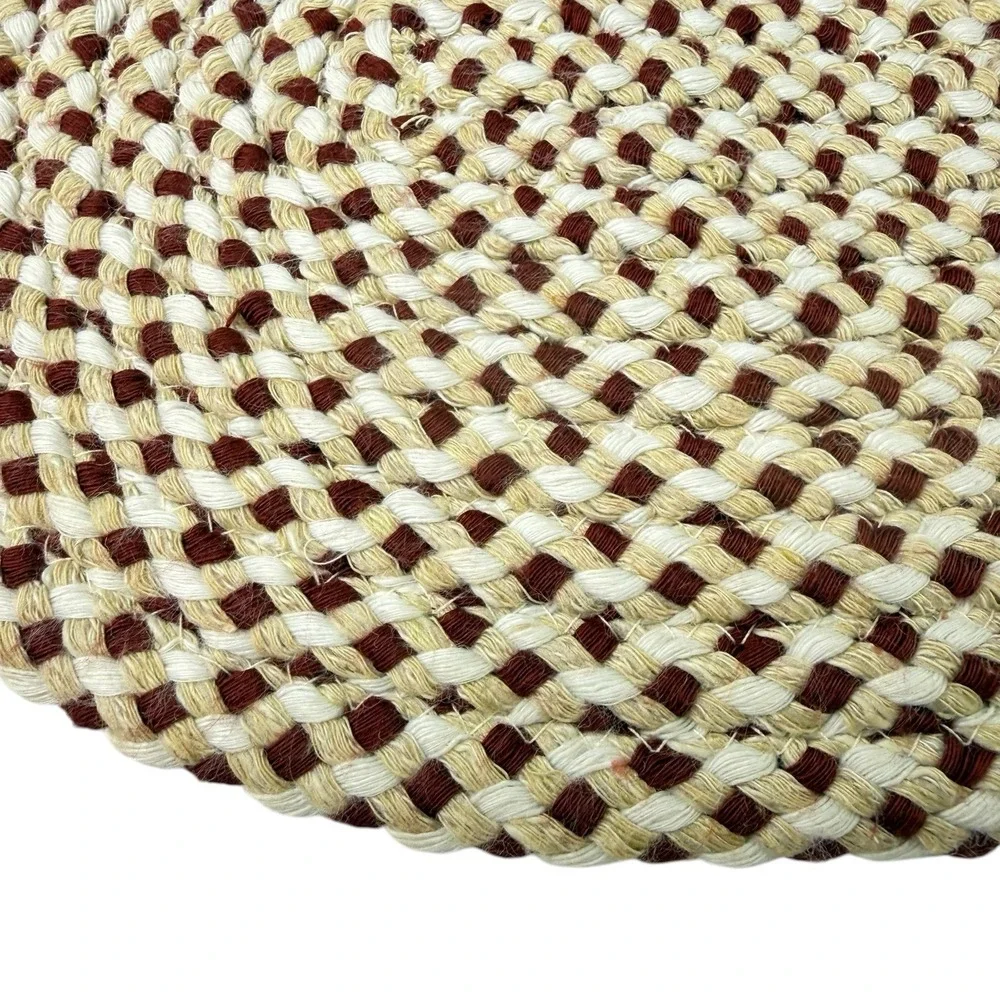 4 Braided Rug Oval Placemats Burgundy Cream Earth Tones 13